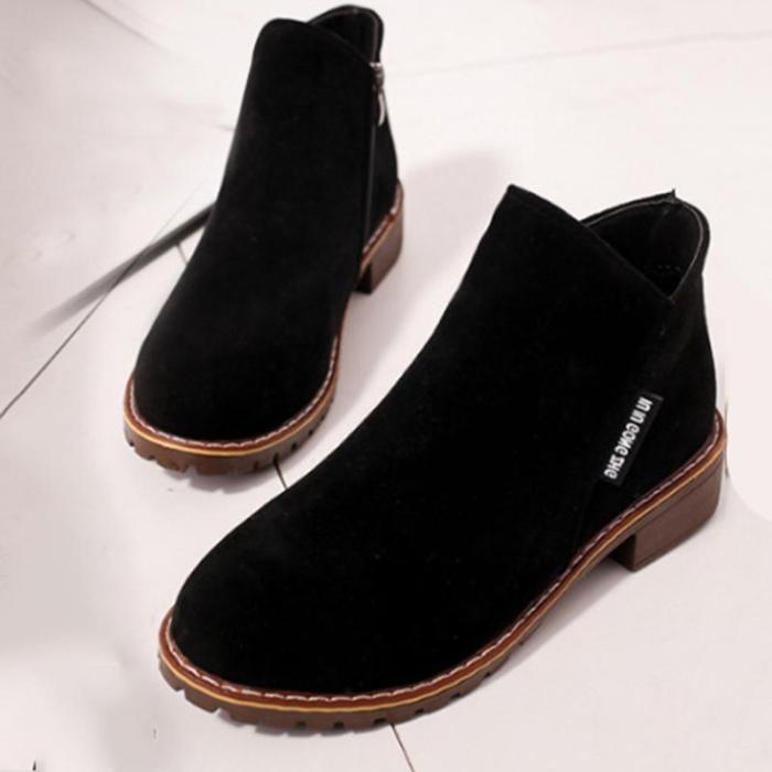 Green Slip-On Women's Suede Ankle Boots