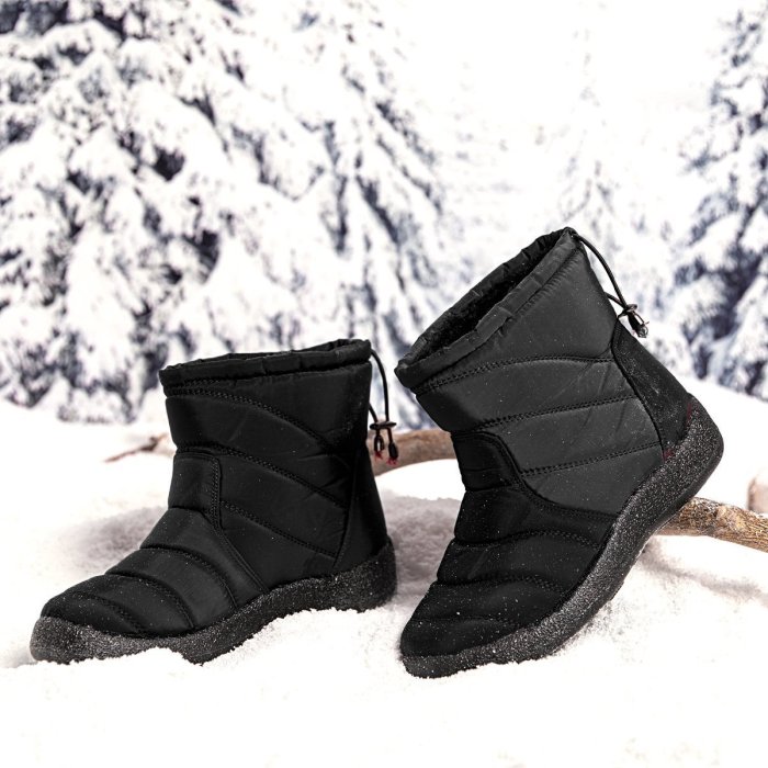 Purple Winter Elastic Band Cotton Boots