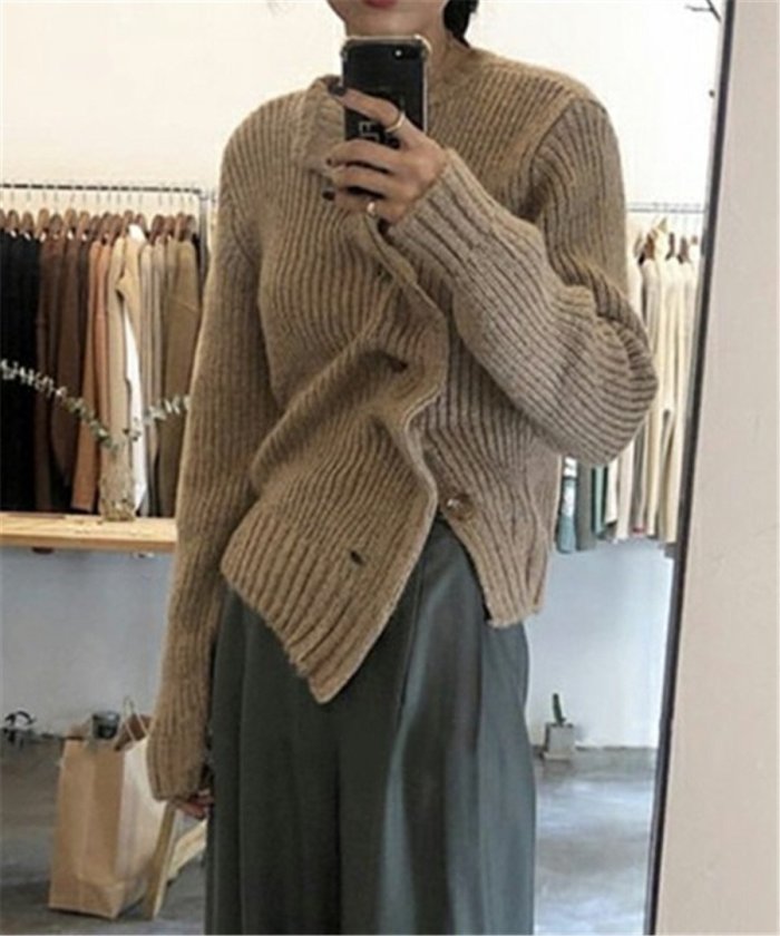 Fashion Irregular Knit Sweater Coat