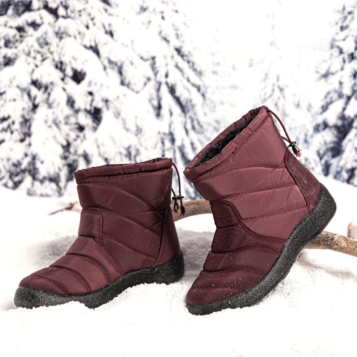 Purple Winter Elastic Band Cotton Boots