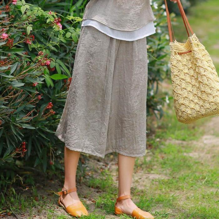 Leisure Loose Elegant Double Wide Leg Trousers