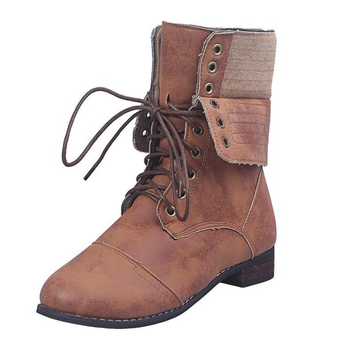 Womens Lace Up Mid-Calf Winter Boots