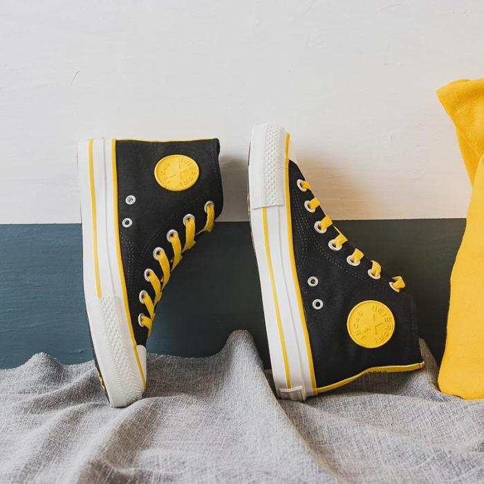 Women's Fashion Casual Solid Color High Canvas Sneakers