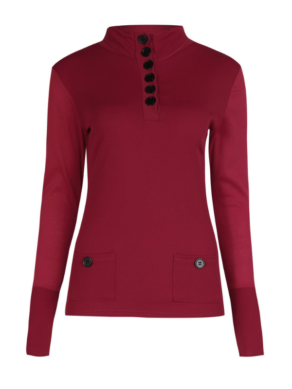 Buttoned Long Sleeve Appliqued Bodycon Sweaters