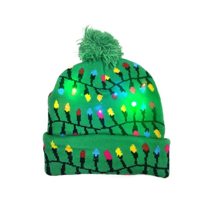 Knitted hats decorated with LED lights for adult children Christmas hats