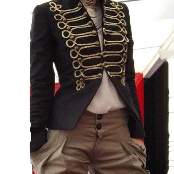 England Suit Collar Decorative Button Pure Color Blazer