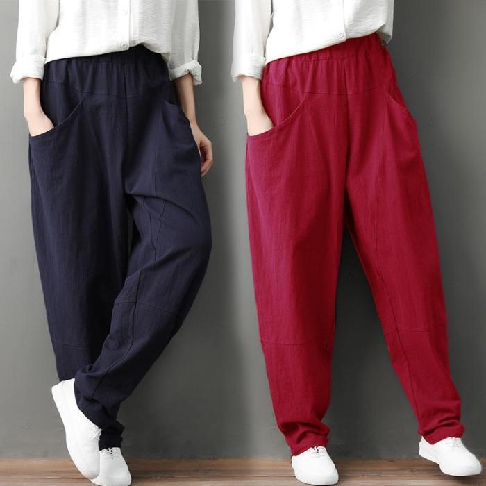 Leisure Pure Color Loose Trousers