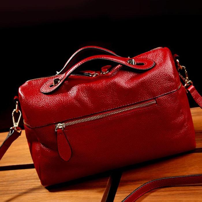 Cowhide Leather Elegant Women Multi Pockets Crossbody Bag For Women