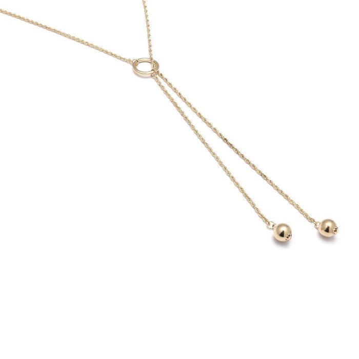 Fashion Vintage Simple Bead Clavicle Sweater Chain Metal Iron Ring Necklace