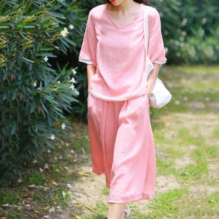 Leisure Loose Elegant Double Wide Leg Trousers