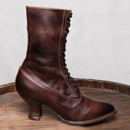 Stiletto Heel Spring/fall Lace-Up Boots