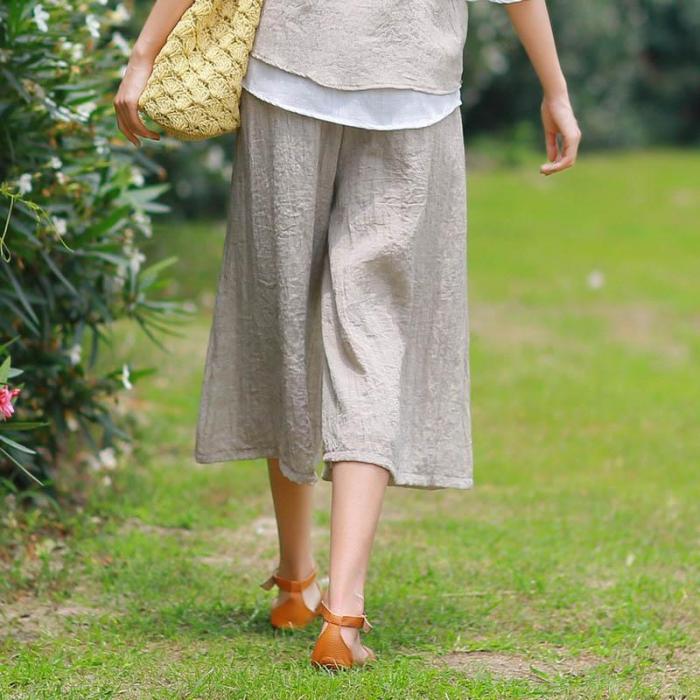 Leisure Loose Elegant Double Wide Leg Trousers