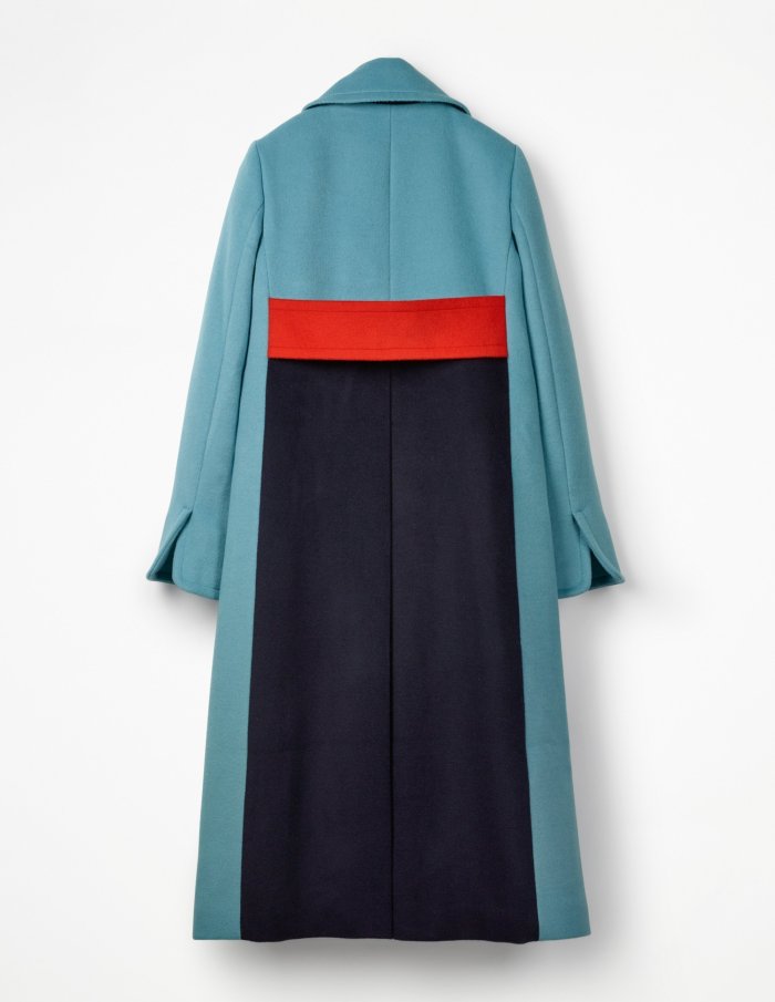 Fashion Lapel Plain Color Blocking Woolen Long Coats