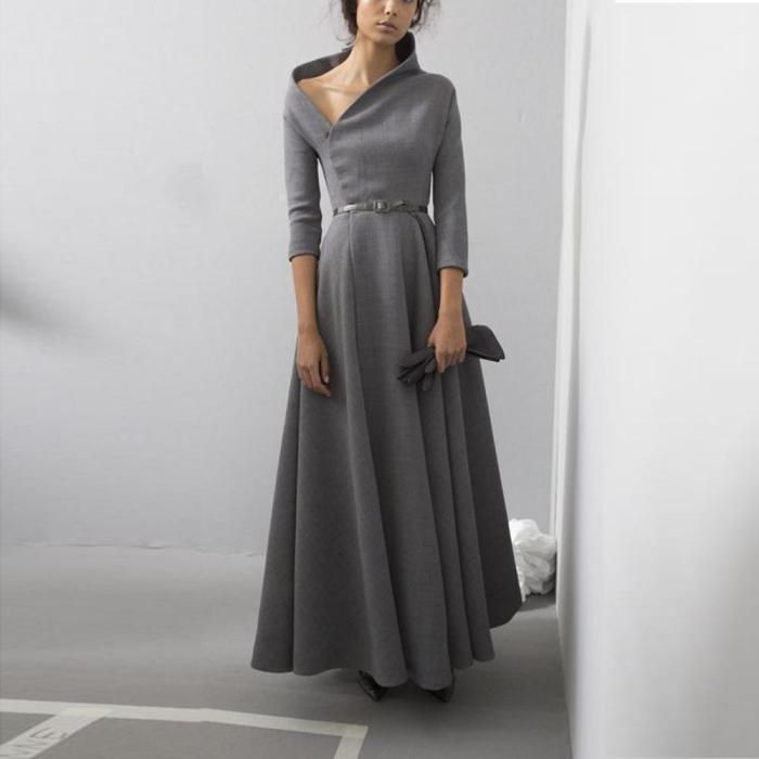 Fashion Irregular Collar Sexy Long Evening Dress