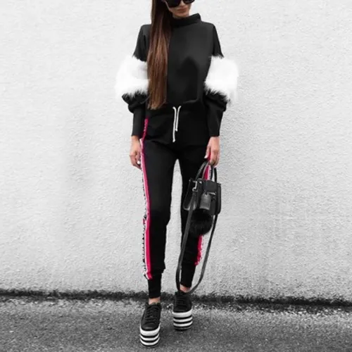Small Stand Collar Fur Sleeves Short Sweatshirt