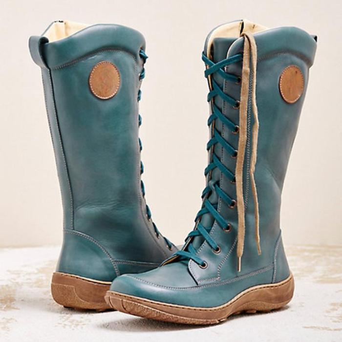 Women's casual lace-up zipper boots