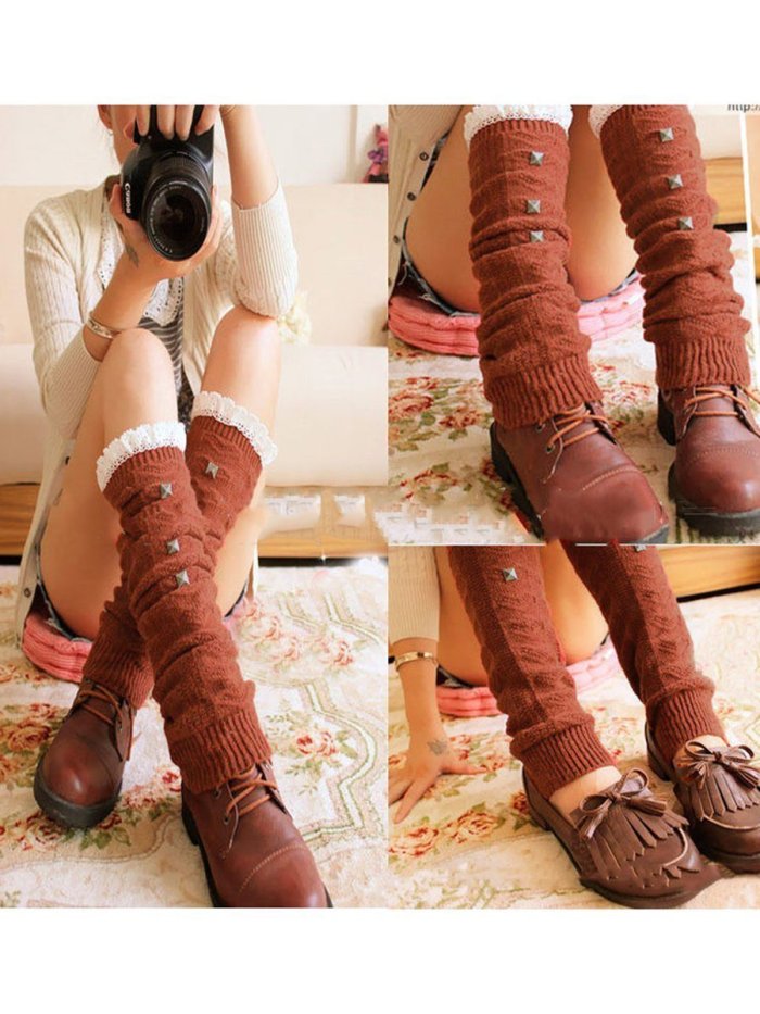 Women's lace lace pile socks