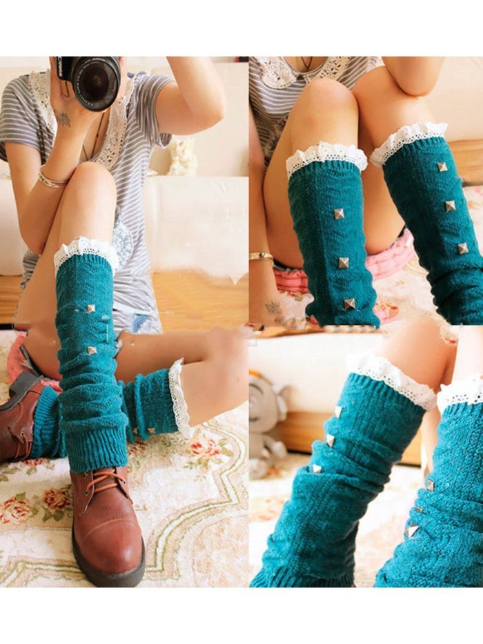 Women's lace lace pile socks