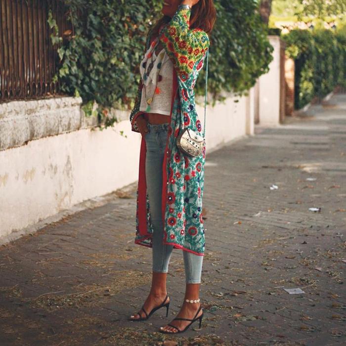 Bohemian Digital Printed Long Cardigan