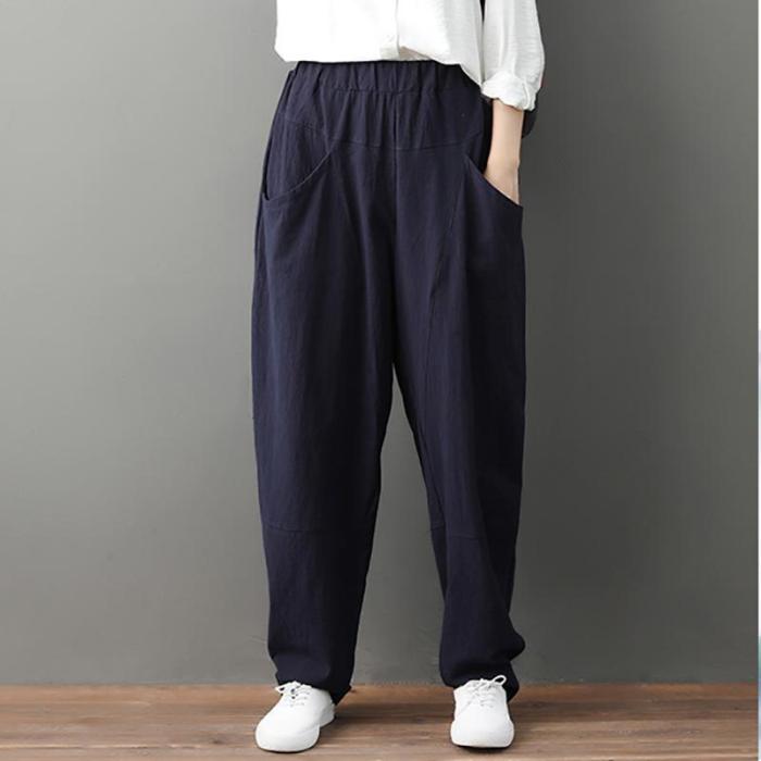 Leisure Pure Color Loose Trousers