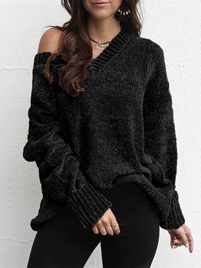 Vintage Long Sleeve V Neck Sweaters