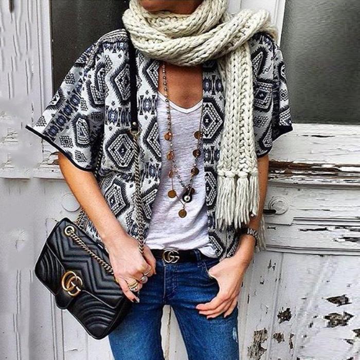 Bohemian Printed Short Sleeve Cardigan Lace Vest Suits