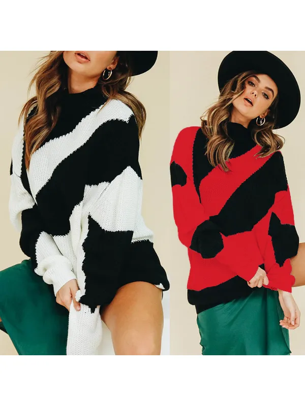Casual Round Neck Long Sleeve Knitted Sweaters