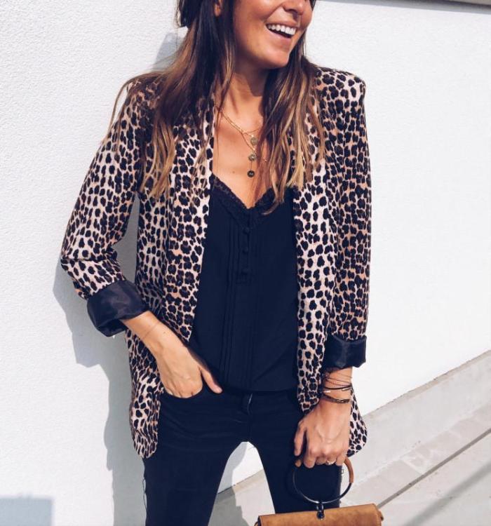 Leopard Print Fashion Suit Jacket