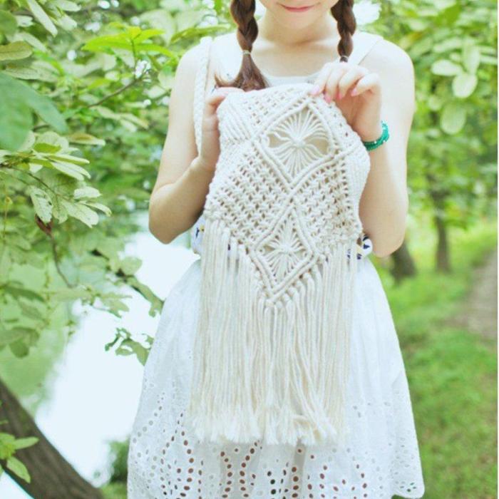 Sweet Shoulder Flower tassel Bags