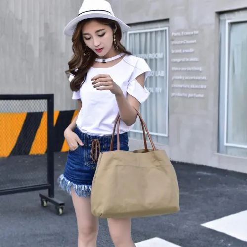 Large-Capacity Shoulder Bag Casual Canvas Female Bag