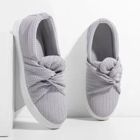 Women Knitted Twist Pink Slip On Sneakers