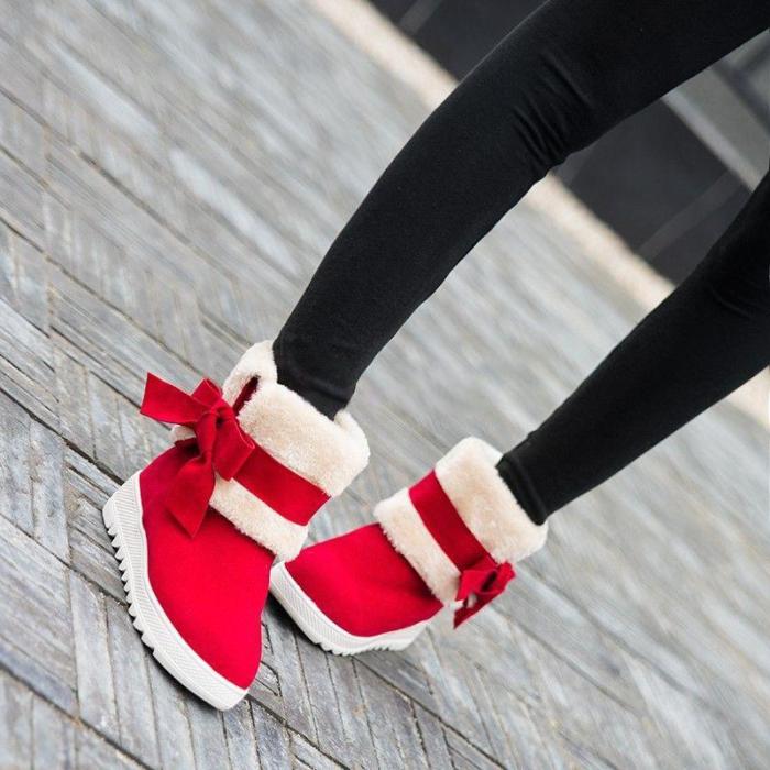 Women Low Heel Bowknot Decoration Boots