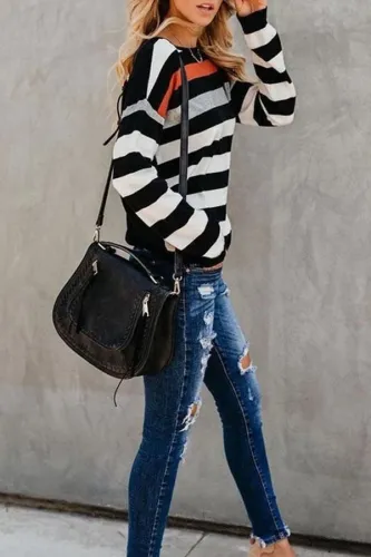 Cover Head Stitching Stripe Joker Jacket
