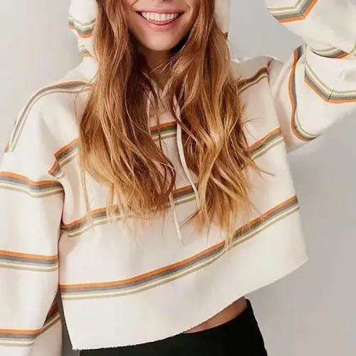 Fashion Stripe Loose Hoodie Sweatshirts