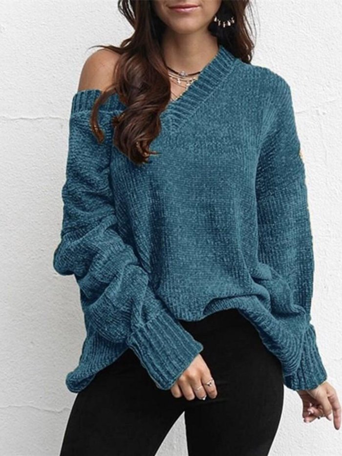Vintage Long Sleeve V Neck Sweaters