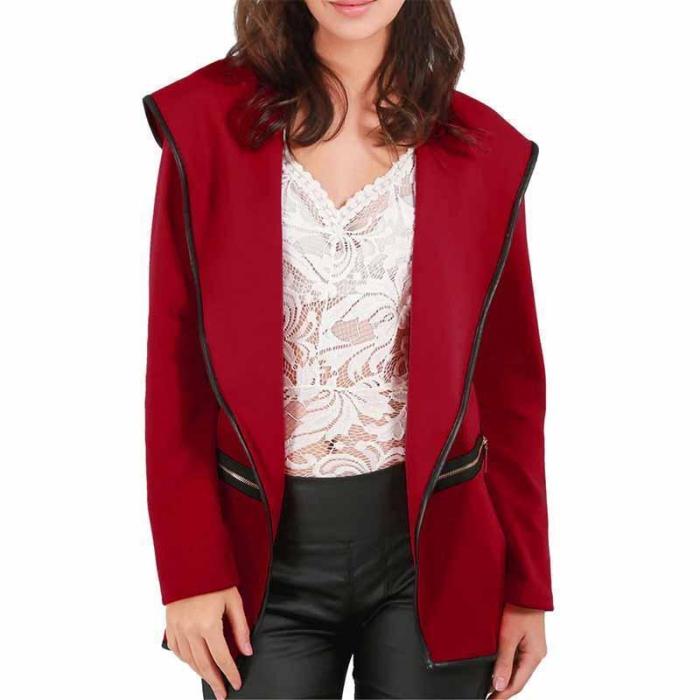 Lapel Plain Long Sleeve Blazer