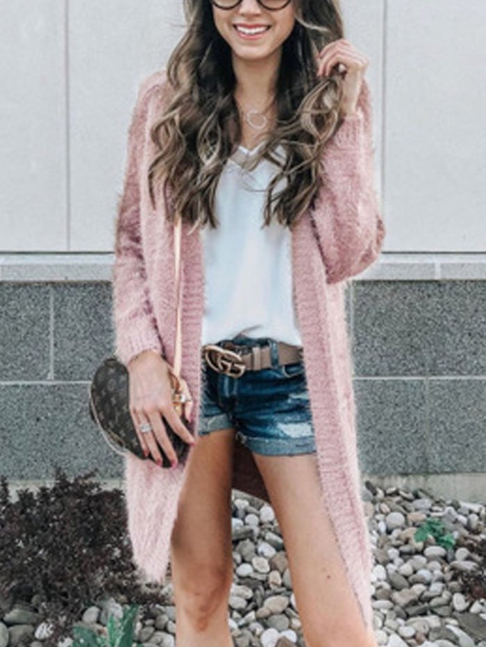 Plain Long Sleeve Cardigans