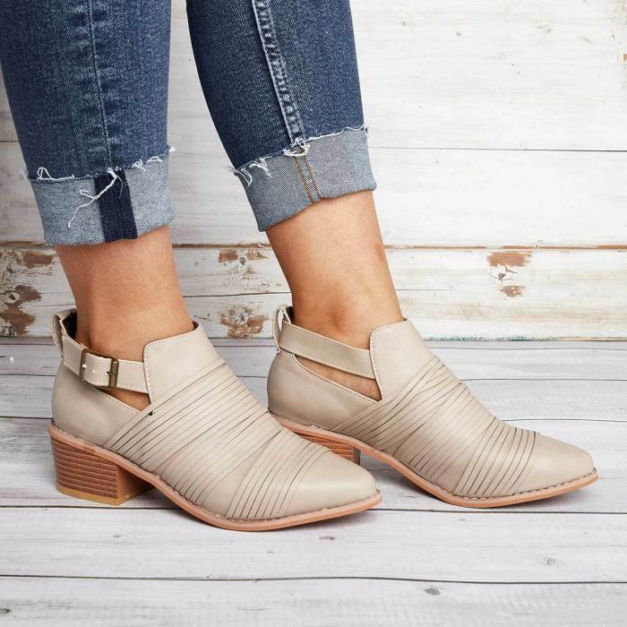 Women Classic Ankle Adjustable Buckle Booties Casual Comfort Plus Size Shoes