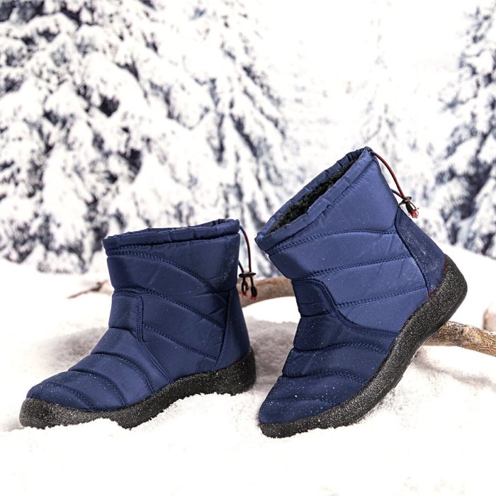 Purple Winter Elastic Band Cotton Boots