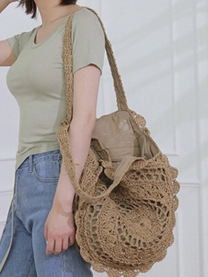 Fashion Beach Straw Crochet Shoulder Bag