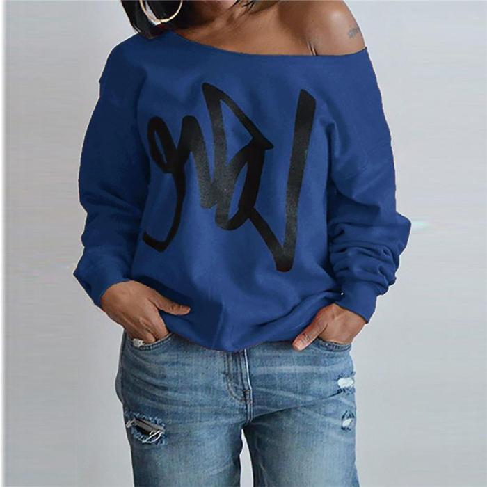 Fashion Letter Print Long Sleeve Sweater