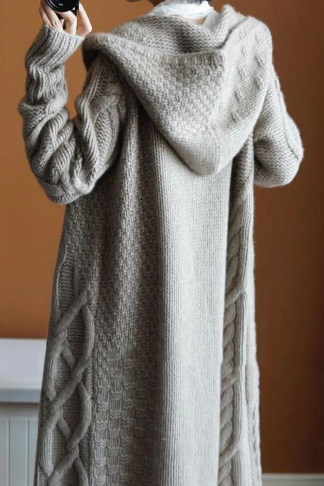 Fashion Winter Plain Thicken Sweater Loose Long Coat
