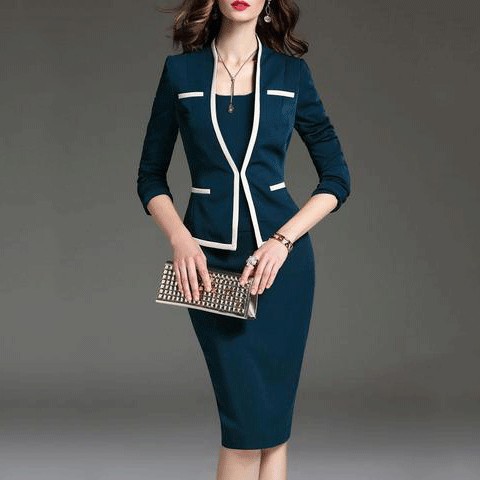 Scoop Neck  Colouring Bodycon Dress   Professional Dress