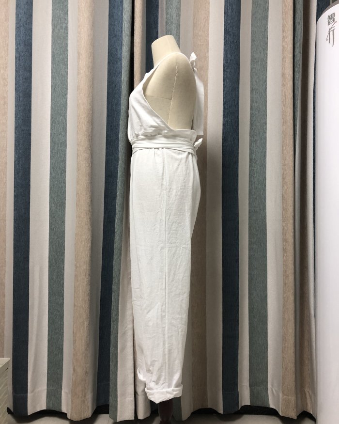 Sexy Backless Sleeveless Linen Jumpsuit
