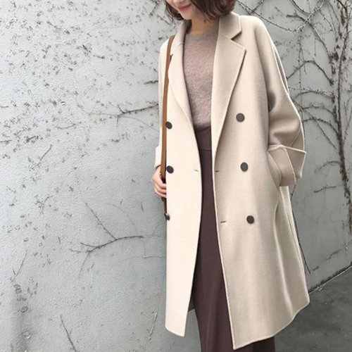 New Mid-Length Double-Sided Cashmere Woolen Coat
