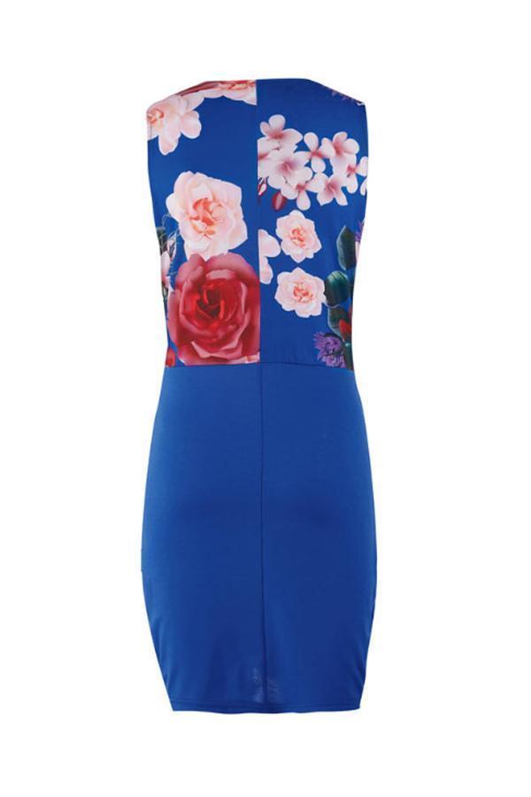 V Neck  Printed  Sleeveless  Elegant Bodycon Dresses