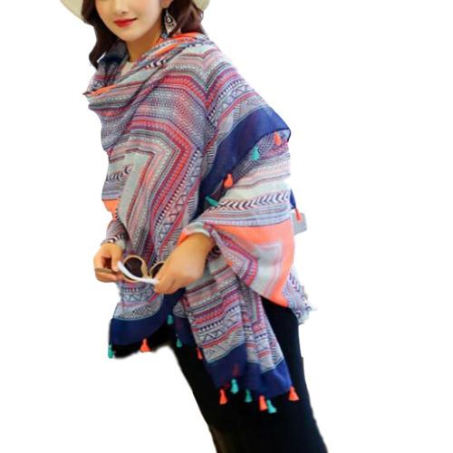 Cotton And Linen Temperament Splice Shawl Lady Wrap Scarf Soft Beach Sunscreen Casual Kerchie