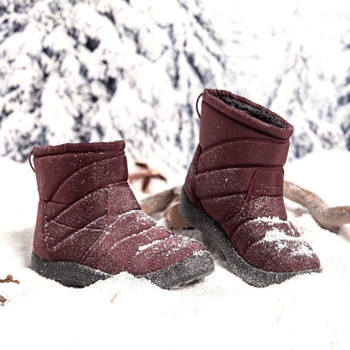 Purple Winter Elastic Band Cotton Boots