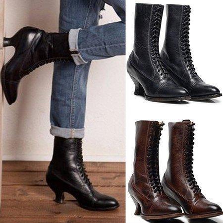 Stiletto Heel Spring/fall Lace-Up Boots