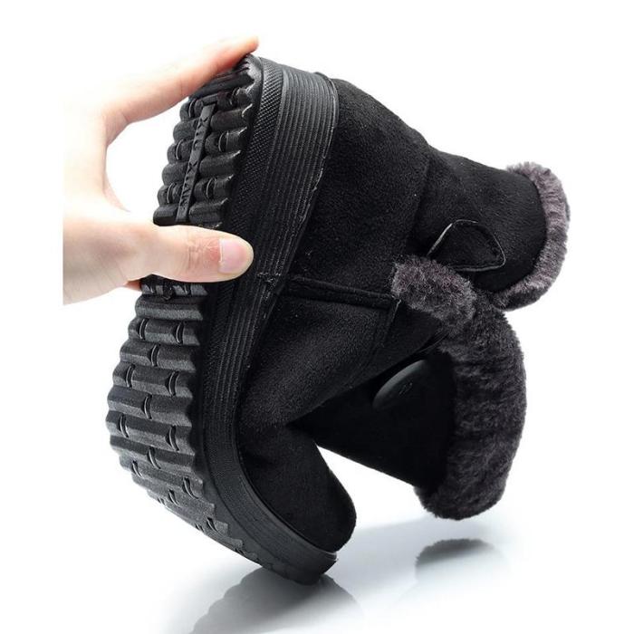 Women Snow Mid Calf Booties Casual Button Comfort Warm Shoes